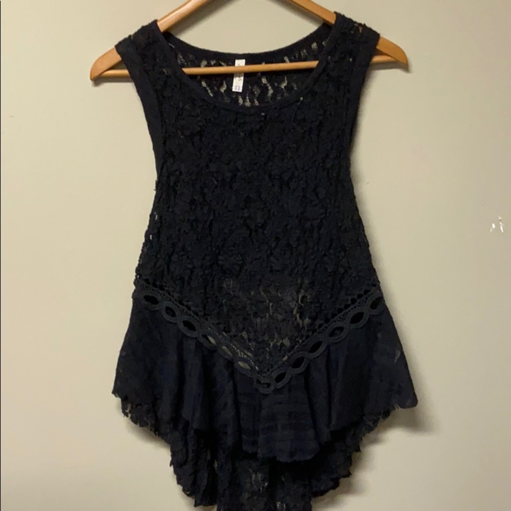 Beautiful black lace Free People Tank size M